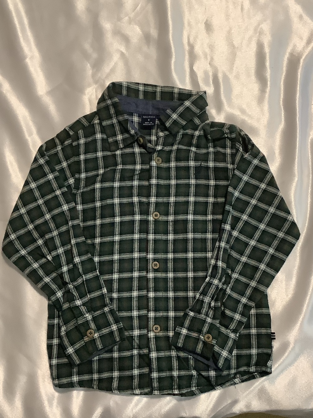 Nautica Dark Green Plaid Button-Down Shirt